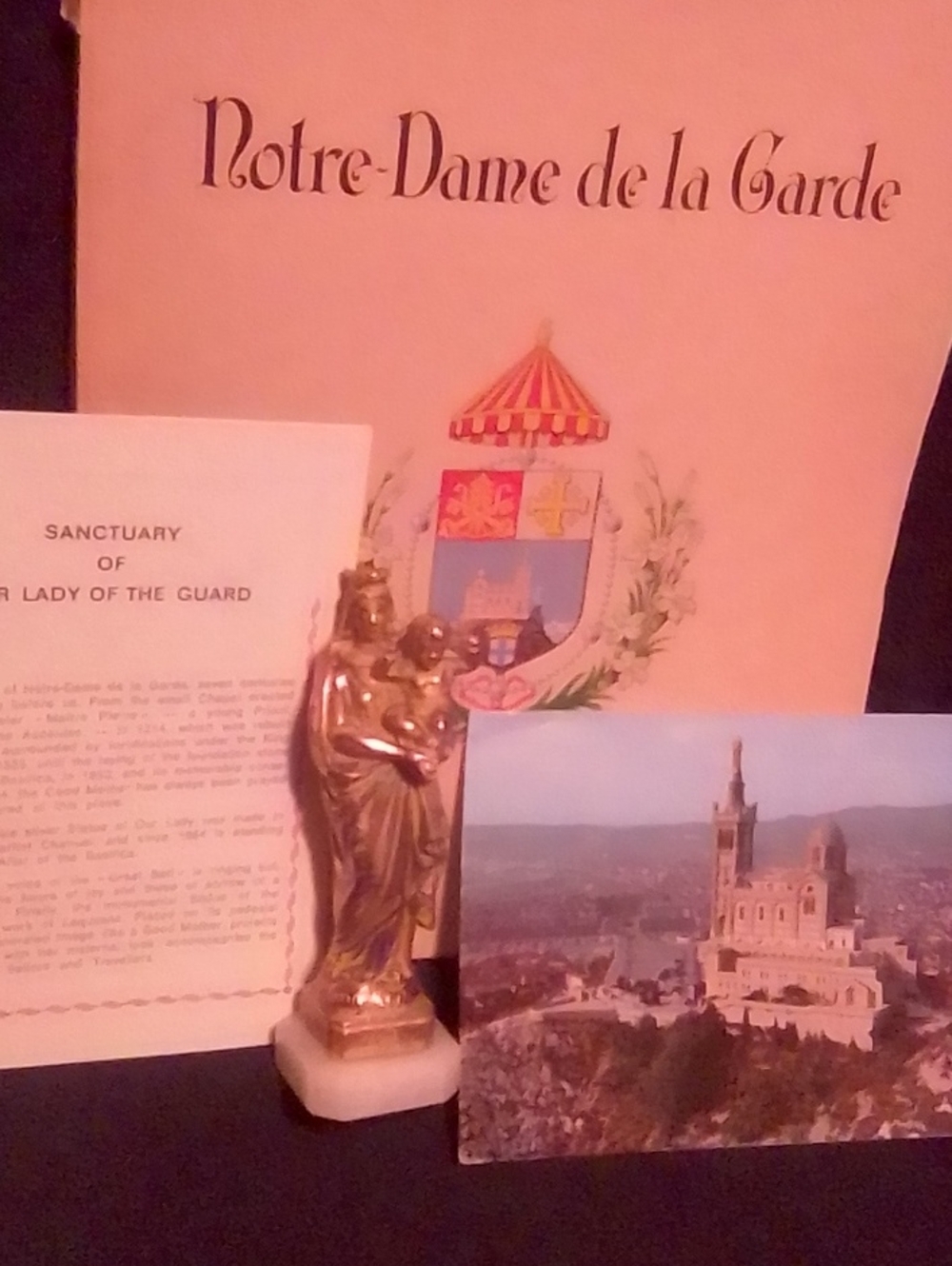Notre-Dame de la Garde Gold Religious Statue Accent